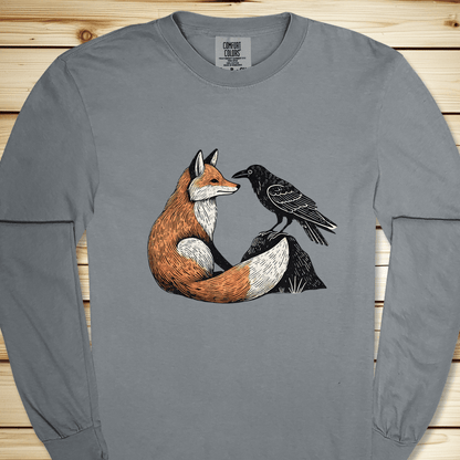 Fox And Crow Long Sleeve Tshirt - Granite