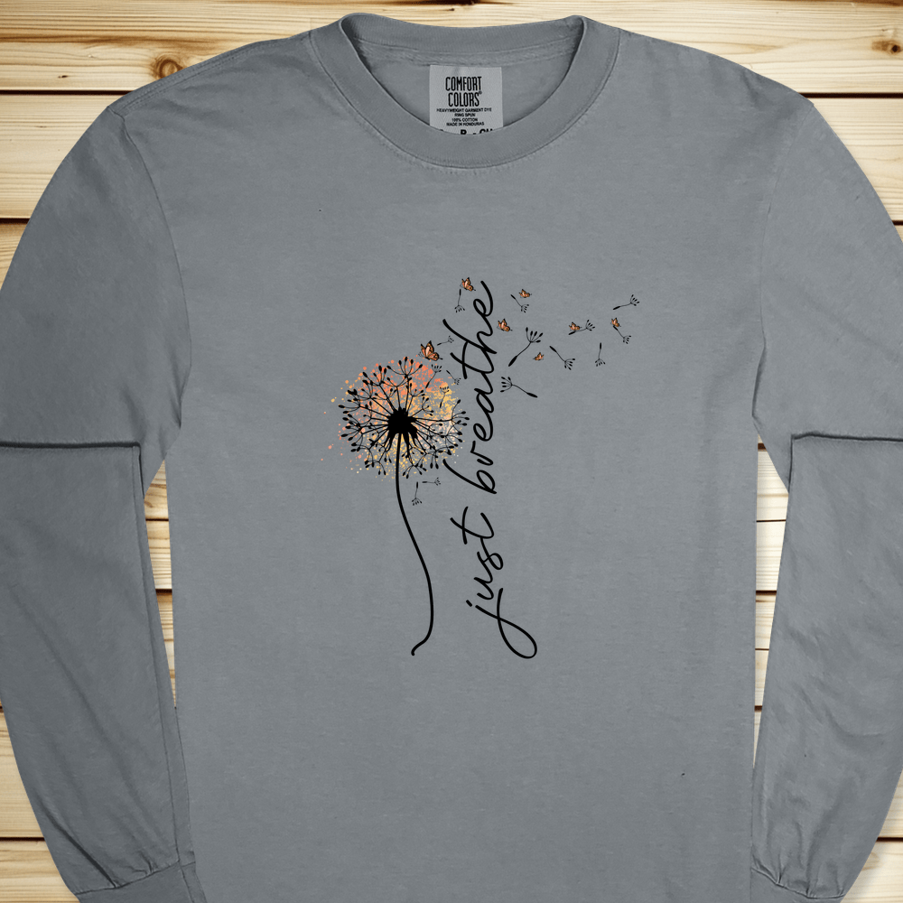 1634 Just Breathe Long Sleeve Tshirt - Granite