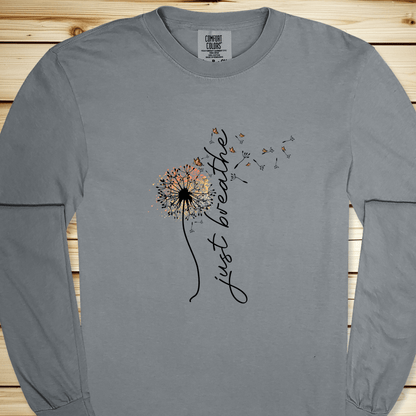 1634 Just Breathe Long Sleeve Tshirt - Granite