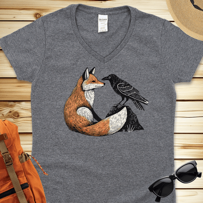 1791 Fox And Crow V-Neck Tshirt - Graphite Heather