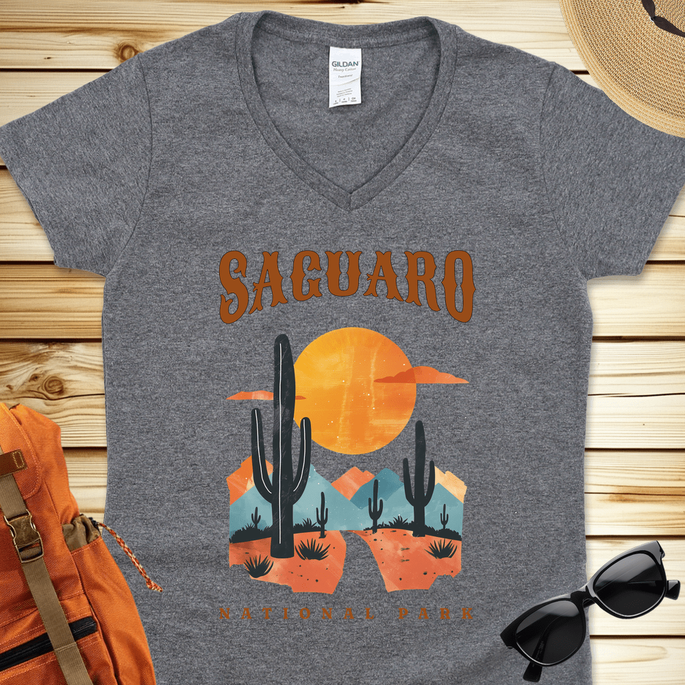 1391 Saguaro National Park V-Neck Tshirt - Graphite Heather
