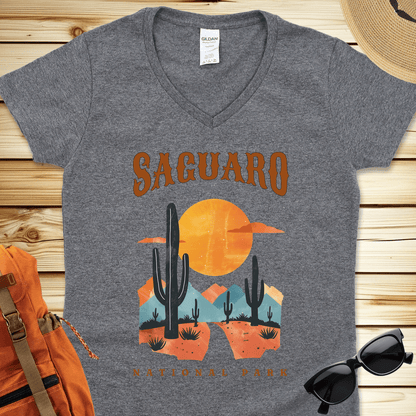 1391 Saguaro National Park V-Neck Tshirt - Graphite Heather