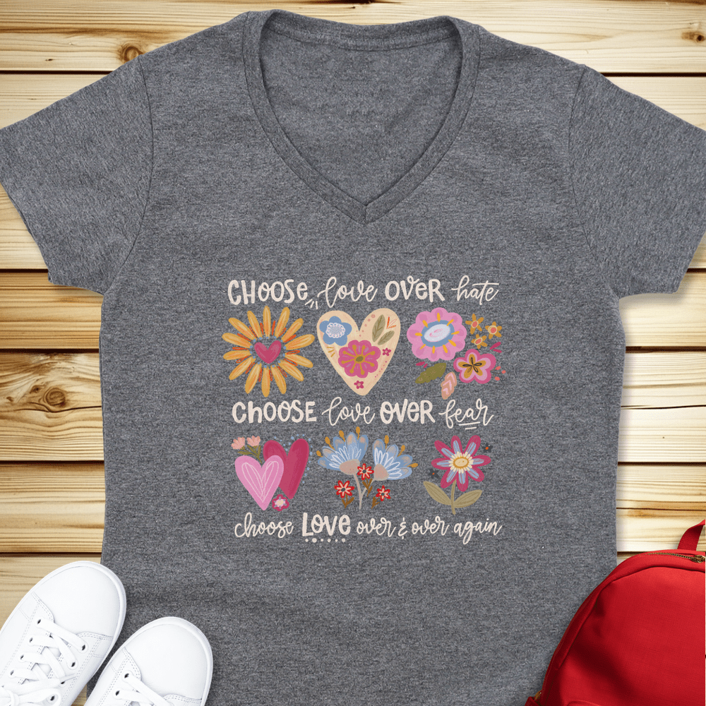 Choose Love V-Neck Tshirt - Graphite Heather