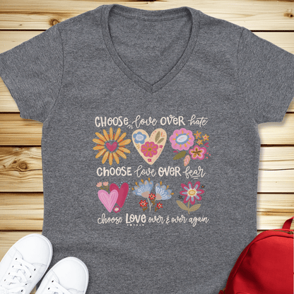 Choose Love V-Neck Tshirt - Graphite Heather