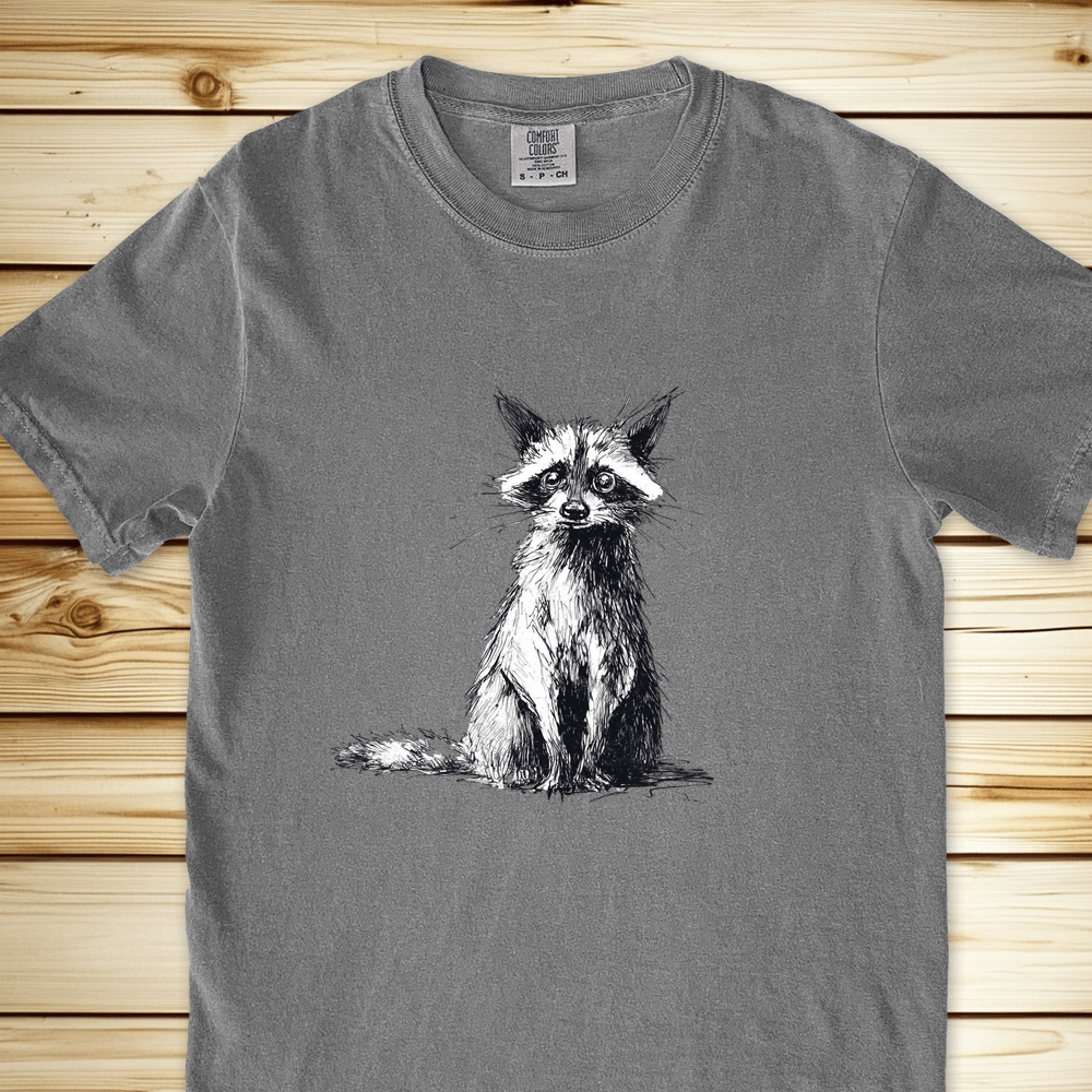 2052 Overthinking Raccoon L Relaxed Fit Tee - Grey