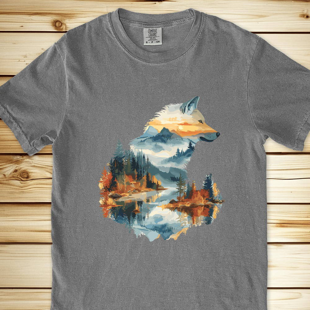 2261 Wolf In The Woods Relaxed Fit Tee - Grey