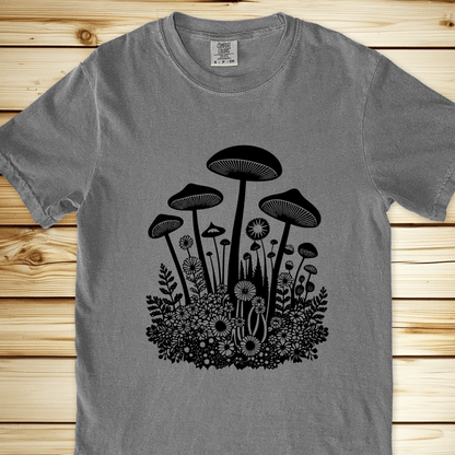 2262 Forest Floor Mushrooms Relaxed Fit Tee - Grey
