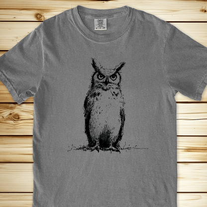 2277 Brooding Owl Relaxed Fit Tee - Grey