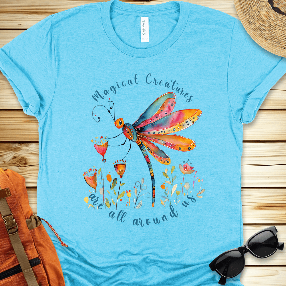 1935 Magical Dragonfly Tshirt - Heather Aqua