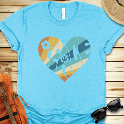 1938 Peace Heart Tshirt - Heather Aqua