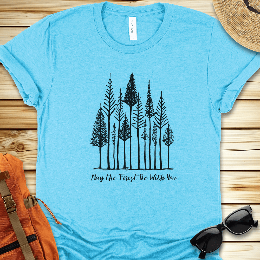 1944 May The Forest Be With You Tshirt - Heather Aqua
