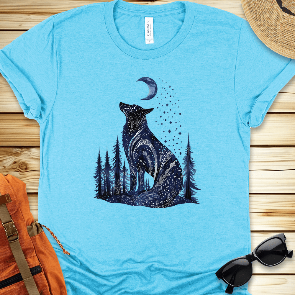 1695 Mystical Blue Wolf Tshirt - Heather Aqua