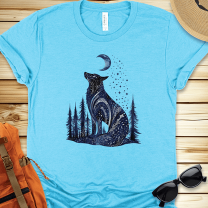 1695 Mystical Blue Wolf Tshirt - Heather Aqua