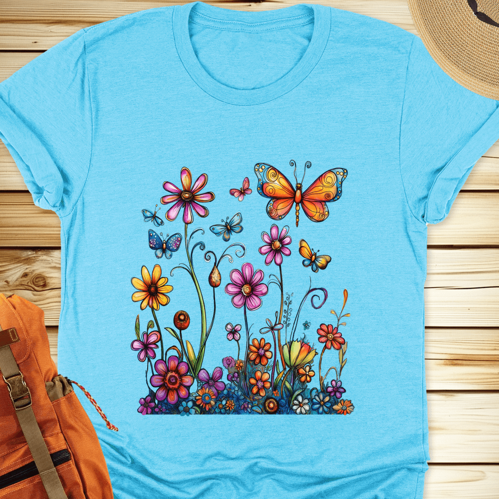 1994 Butterfly Bloom Tshirt - Heather Aqua