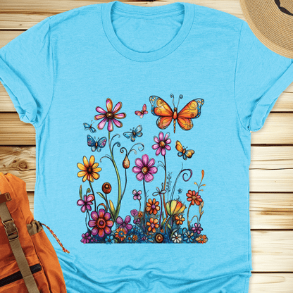 1994 Butterfly Bloom Tshirt - Heather Aqua
