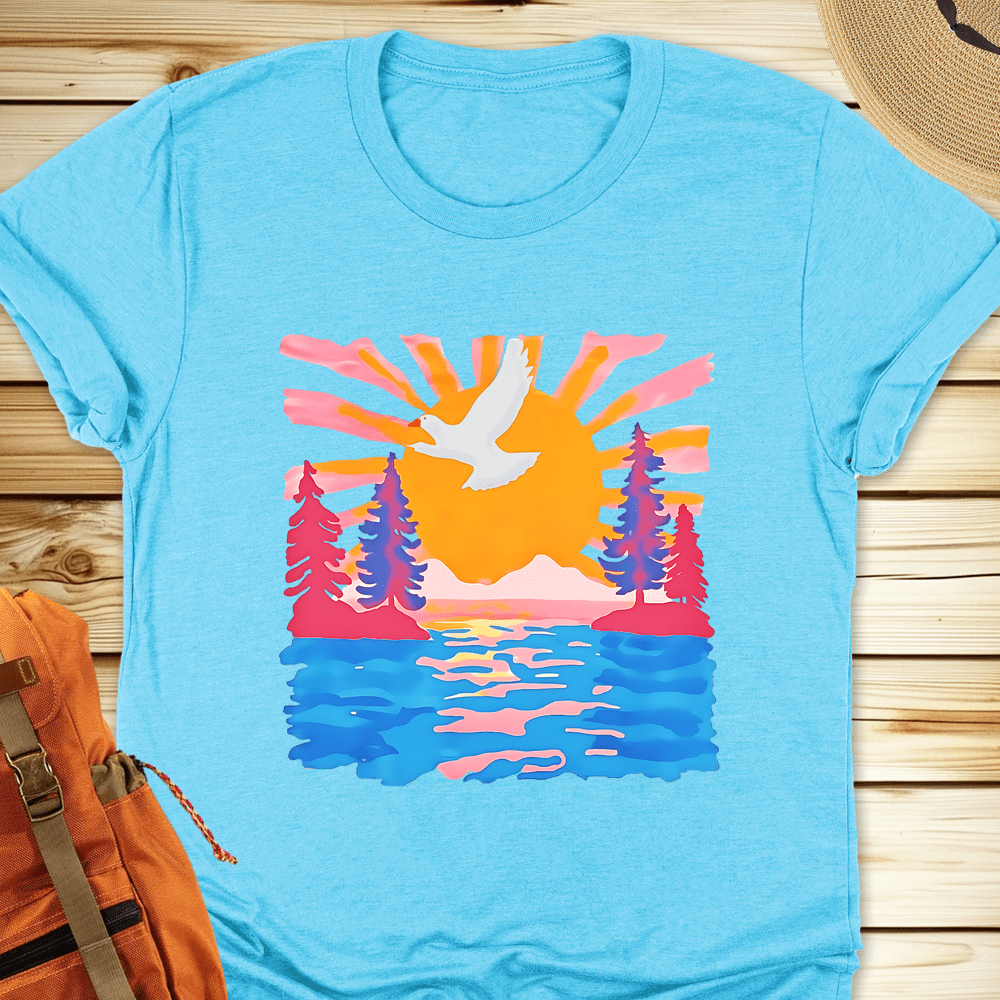 2011 Mountain Landscape Tshirt - Heather Aqua