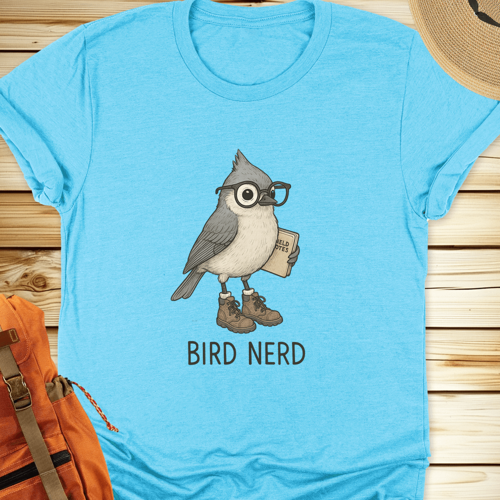 2010 Bird Nerd Tshirt - Heather Aqua