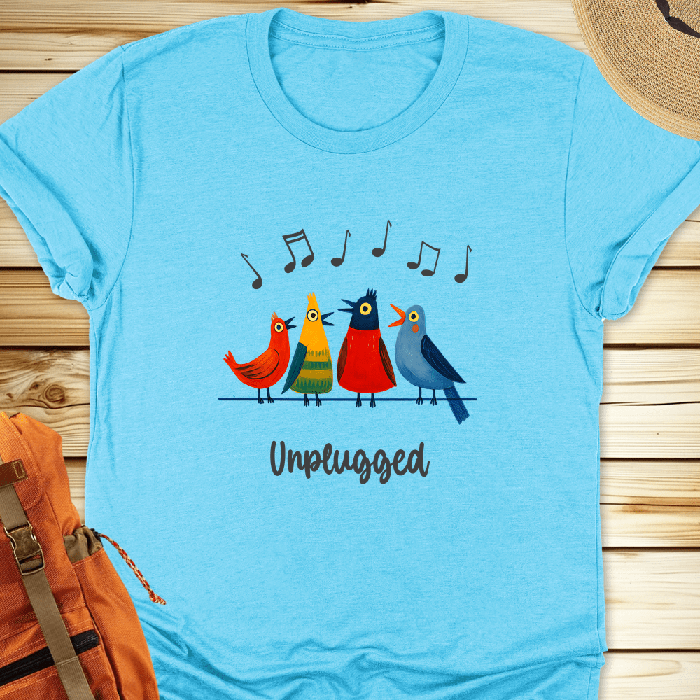 2062 Unplugged Bird Songs Tshirt - Heather Aqua
