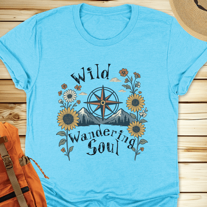 2063 Sunflowers Compass Tshirt - Heather Aqua