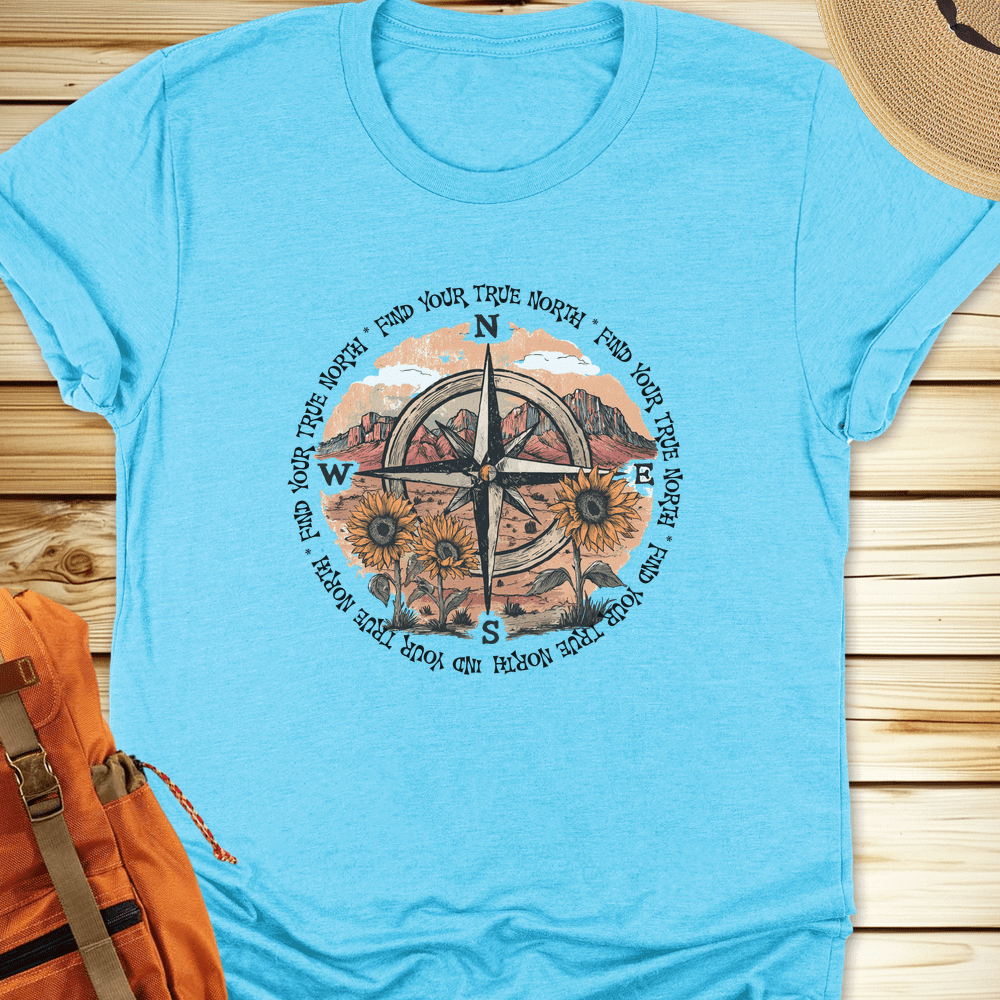 2063b Sunflowers Compass Tshirt - Heather Aqua