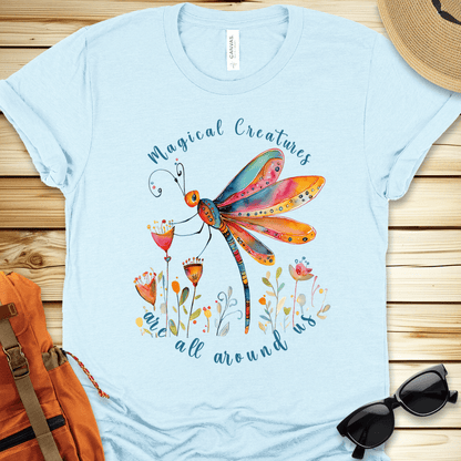 1935 Magical Dragonfly Tshirt - Heather Ice Blue