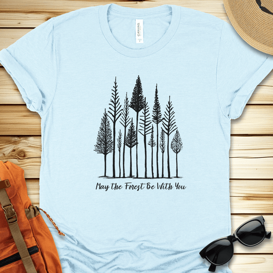 1944 May The Forest Be With You Tshirt - Heather Ice Blue