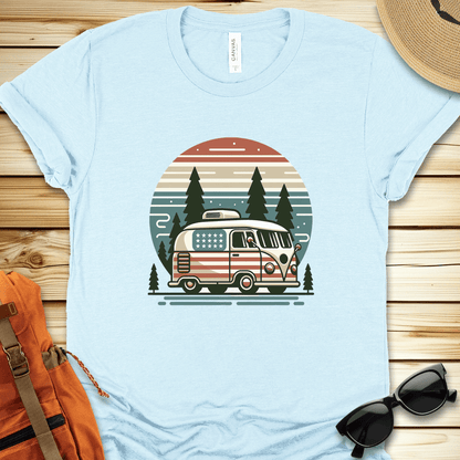 1259 Stars and Stripes Van Tshirt - Heather Ice Blue