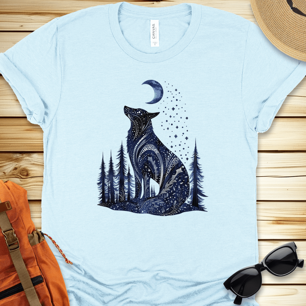 1695 Mystical Blue Wolf Tshirt - Heather Ice Blue