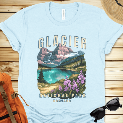 1448 Glacier National Park Tshirt - Heather Ice Blue