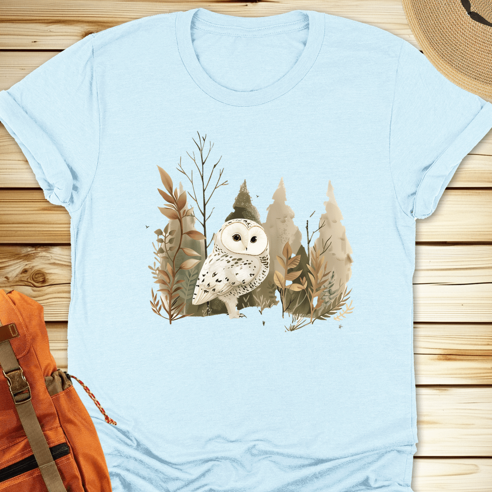 1200s Snowy Owl Tshirt - Heather Ice Blue