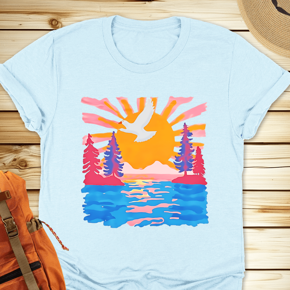 2011 Mountain Landscape Tshirt - Heather Ice Blue