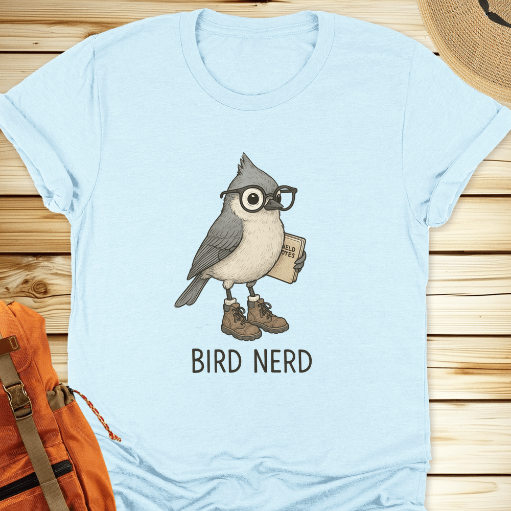 2010 Bird Nerd Tshirt - Heather Ice Blue