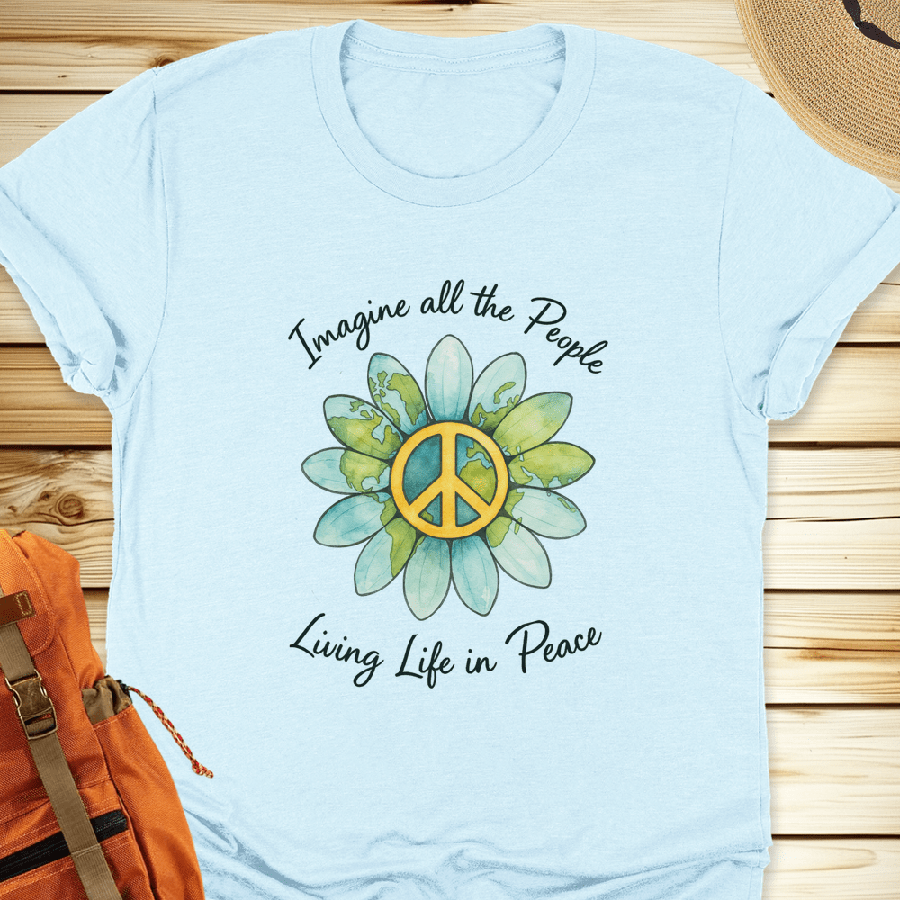 2058 Imagine All The People Tshirt - Heather Ice Blue