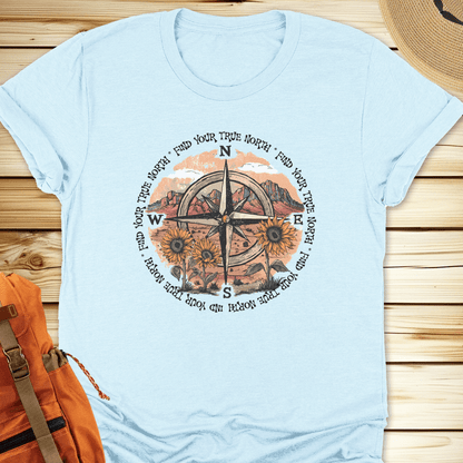 2063b Sunflowers Compass Tshirt - Heather Ice Blue