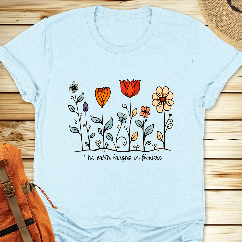 2064 Painted Sunflowers Tshirt - Heather Ice Blue