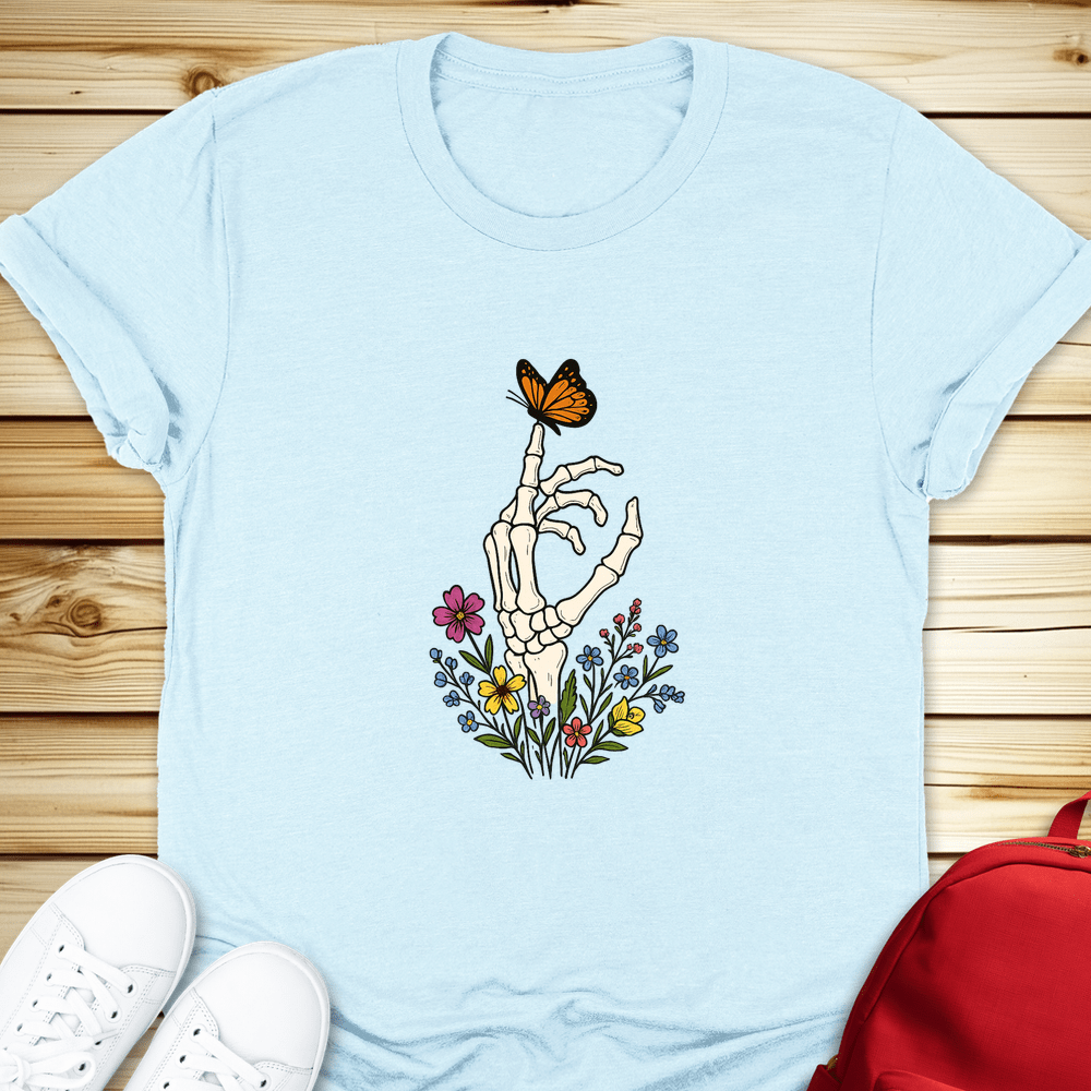 Butterfly Bones Tshirt - Heather Ice Blue