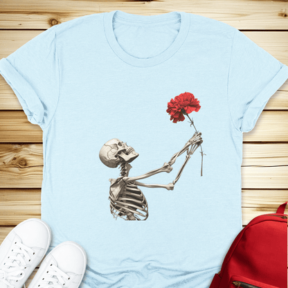 Skeleton In Love Tshirt - Heather Ice Blue