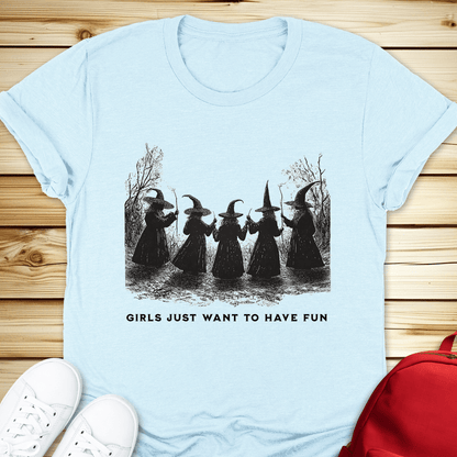 Girls Just Want To Have Fun Tshirt - Heather Ice Blue
