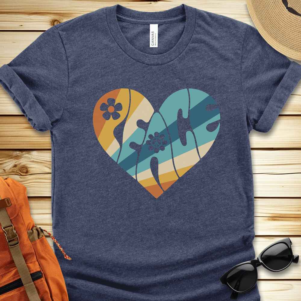 1938 Peace Heart Tshirt - Heather Navy