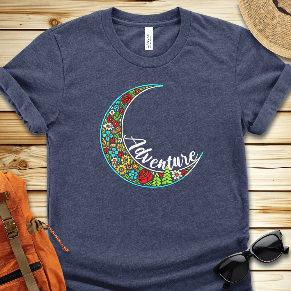 1474 Simple Adventure Moon Tshirt - Heather Navy