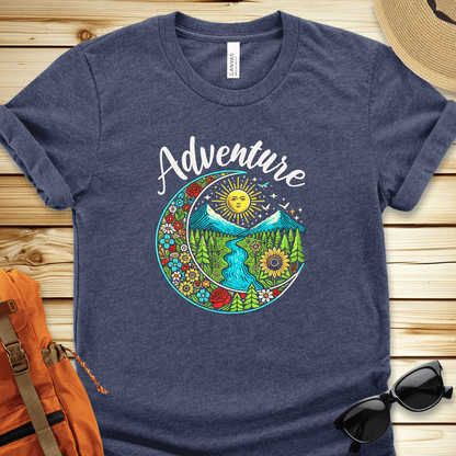 1435 Adventure Crescent Moon Tshirt - Heather Navy