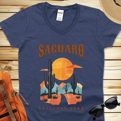 1391 Saguaro National Park V-Neck Tshirt - Heather Navy