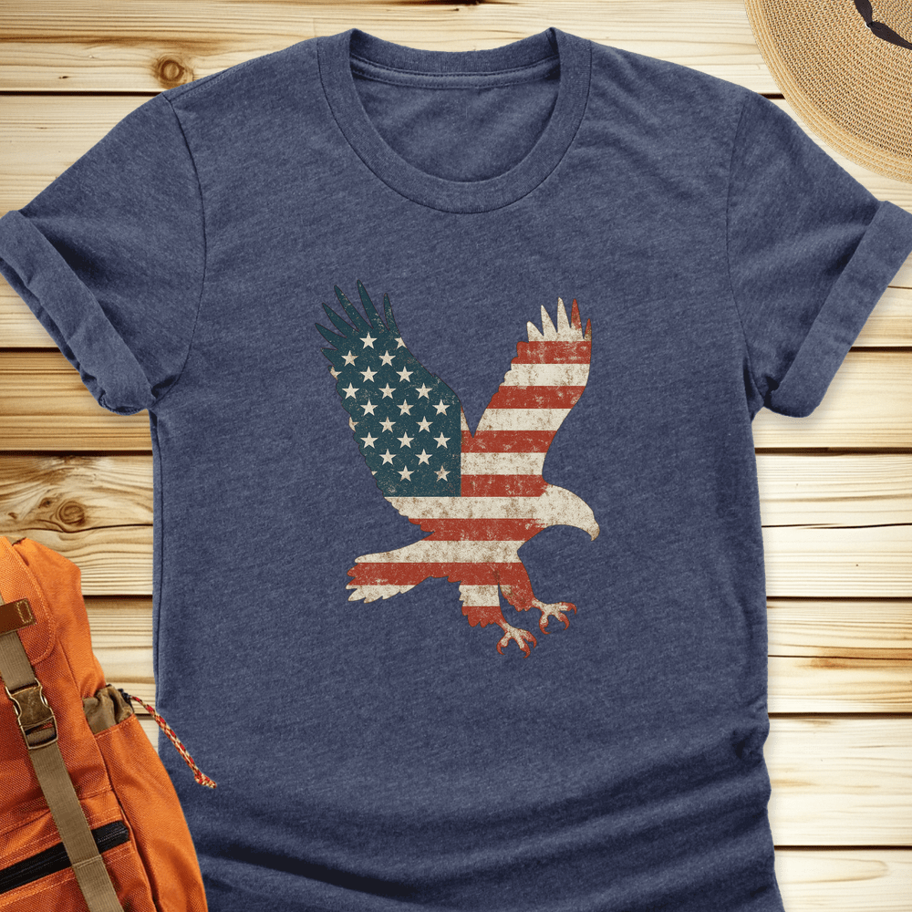 1999 American Flag Eagle Tshirt - Heather Navy