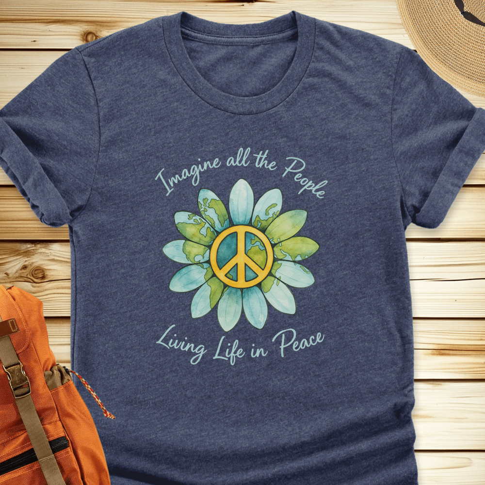 2058 Imagine All The People Tshirt - Heather Navy
