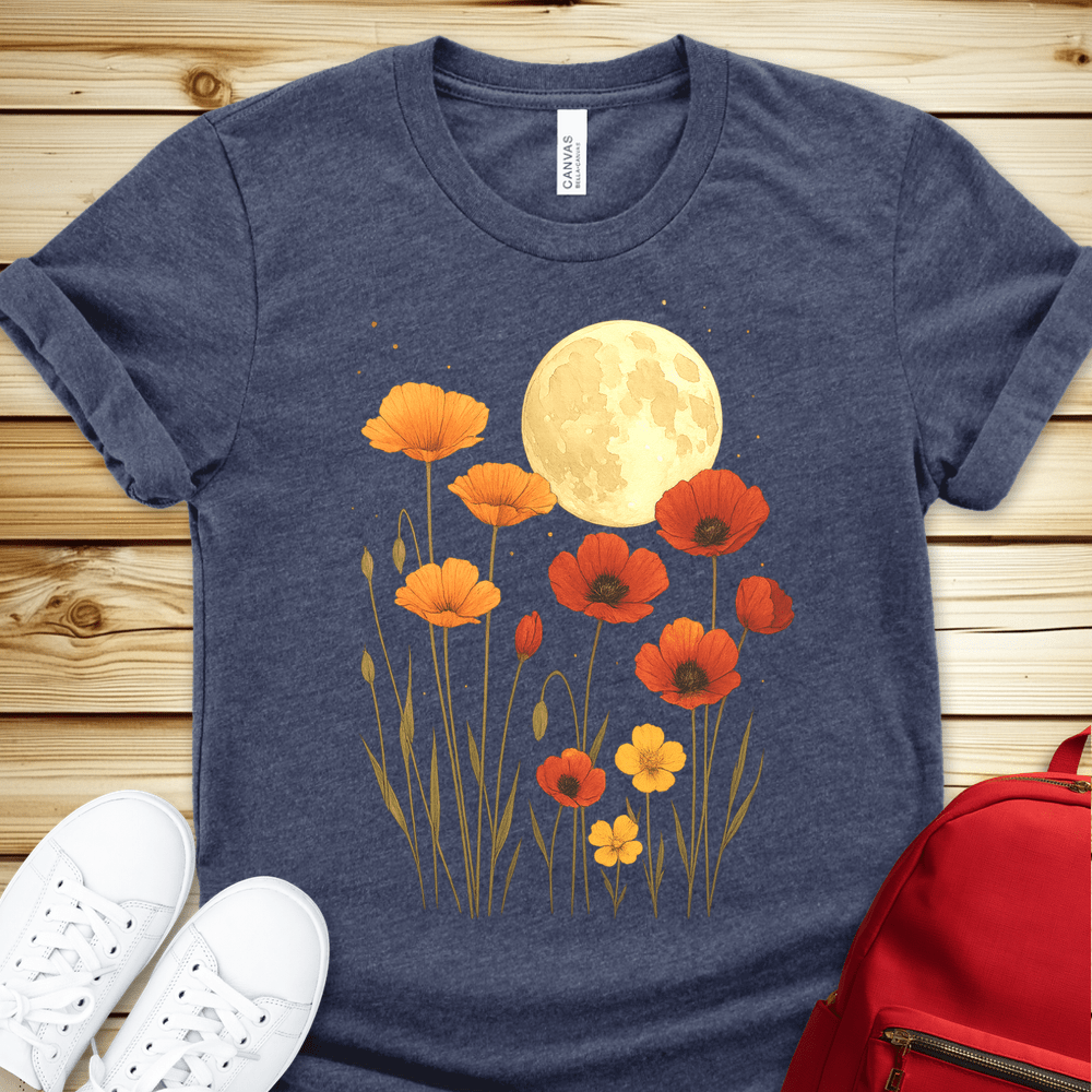 2101 Poppies In The Moonlight Tshirt - Heather Navy