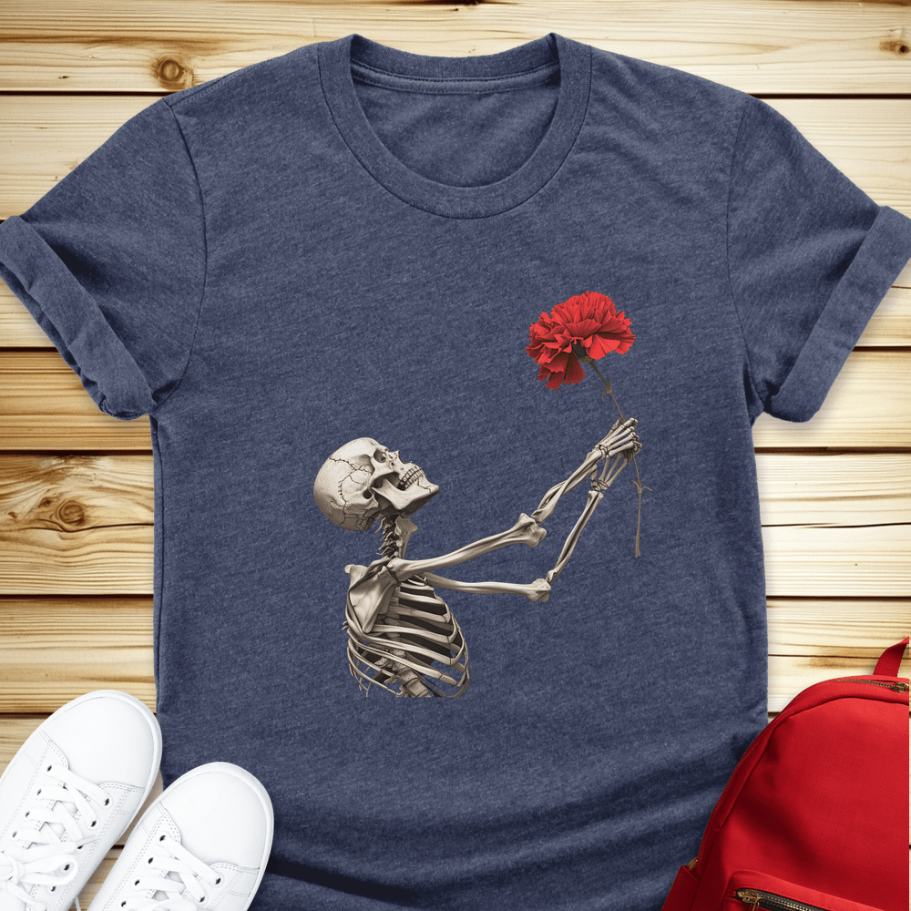 Skeleton In Love Tshirt - Heather Navy