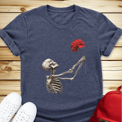 Skeleton In Love Tshirt - Heather Navy