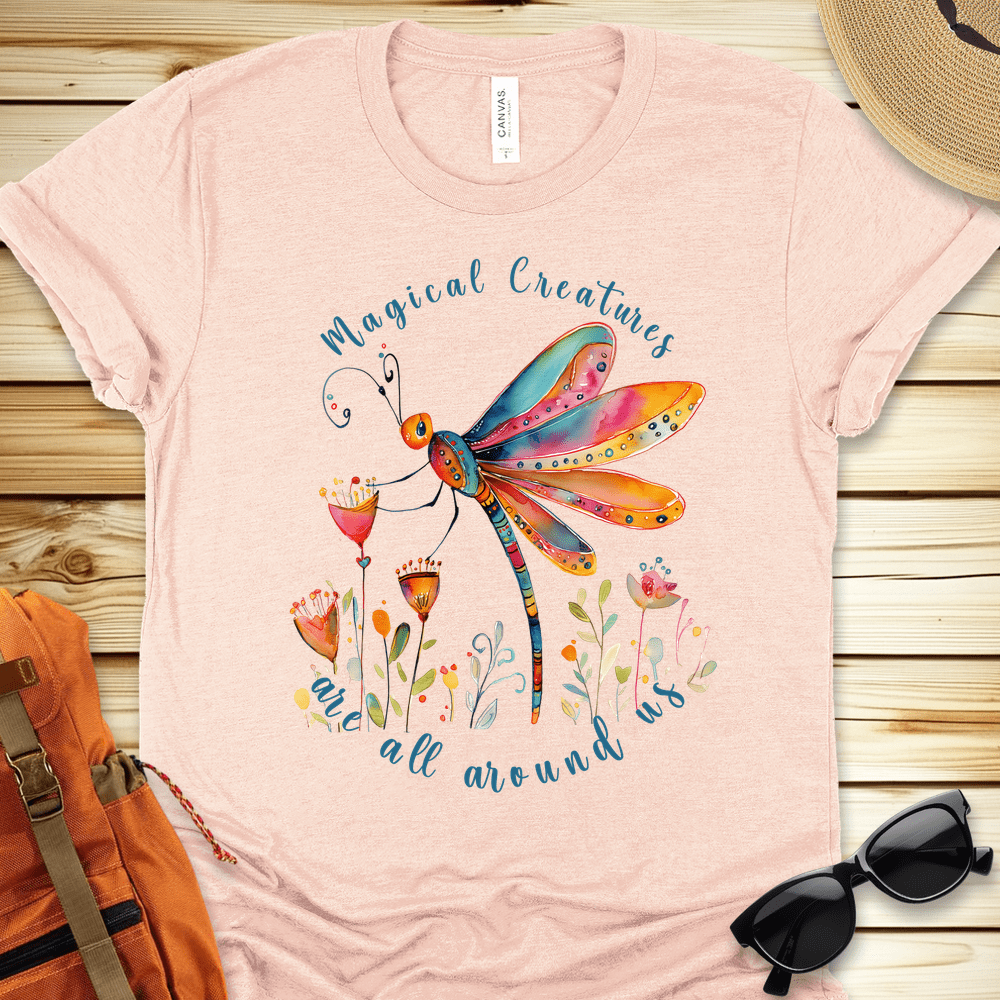 1935 Magical Dragonfly Tshirt - Heather Peach