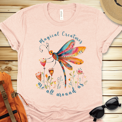 1935 Magical Dragonfly Tshirt - Heather Peach