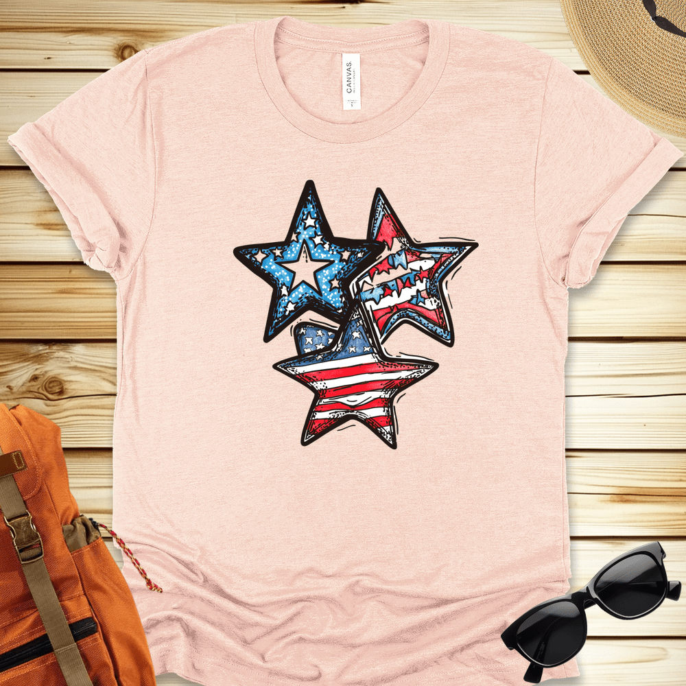 Patriotic Stars Tshirt - Heather Peach